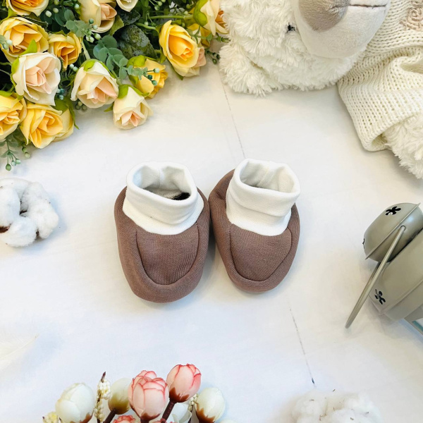 Пинетки для новорожденного Bebika, состав: 80% натуральный хлопок, 20% полиэстер (20/2-6), 0-3 мес.